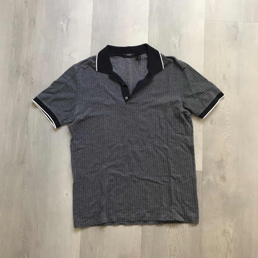 THEORY GRAY POLO SHORT SHORT SLEEVES MENS MEDIUM